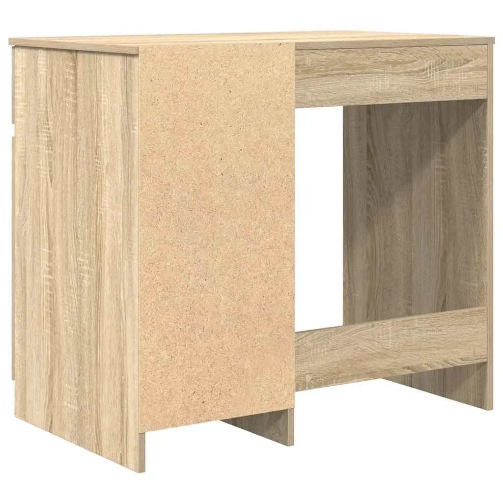 Brown Engineered Wood Office Desk with Storage