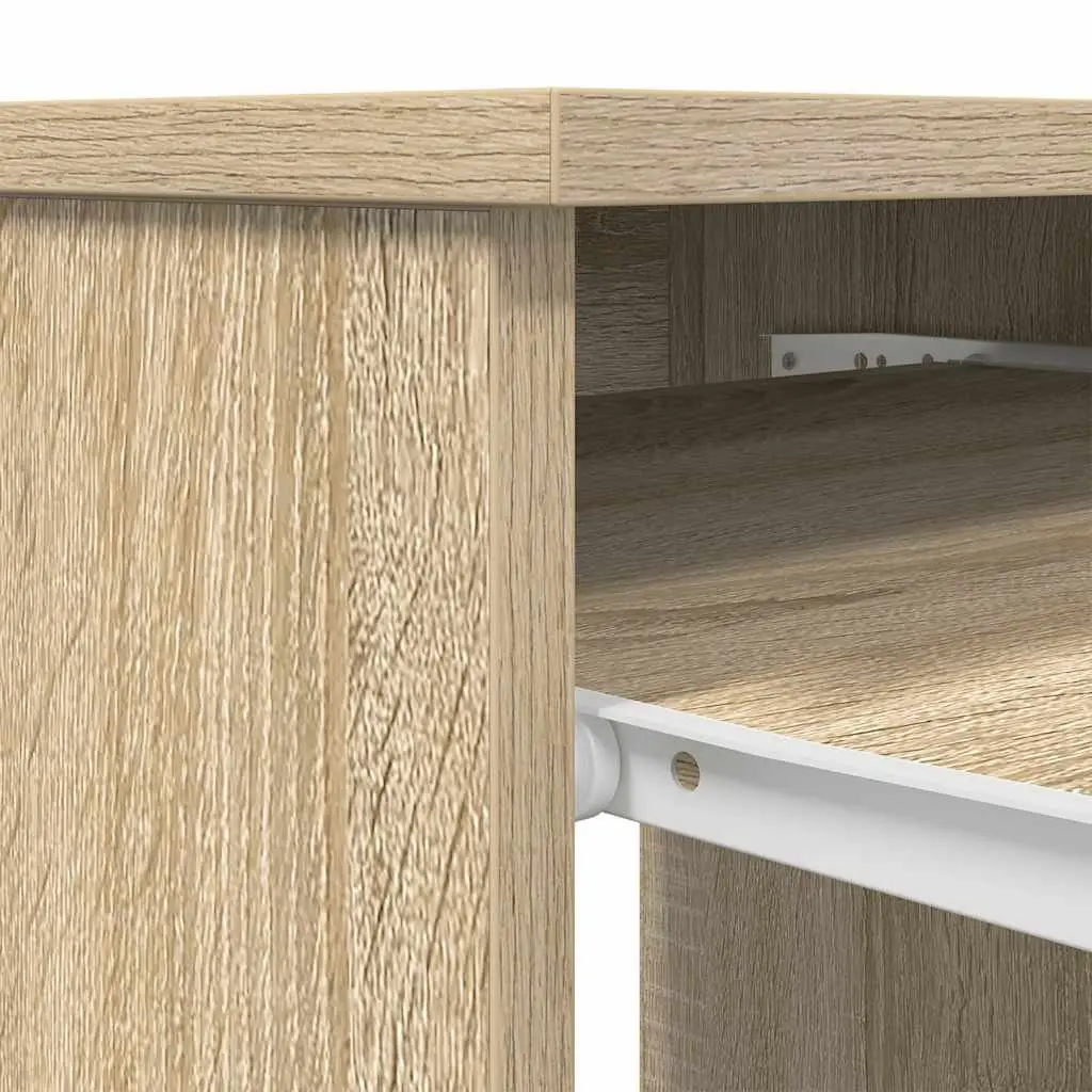 Brown Engineered Wood Office Desk with Storage