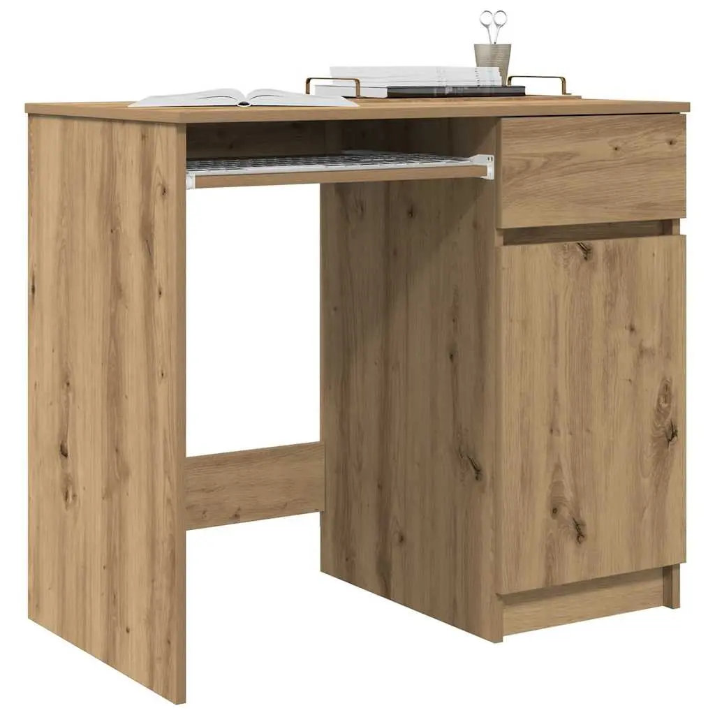 Office Desk Engineered Wood Brown 86W x 49D x 76H cm Storage Cabinet Drawer Shelf Workstation