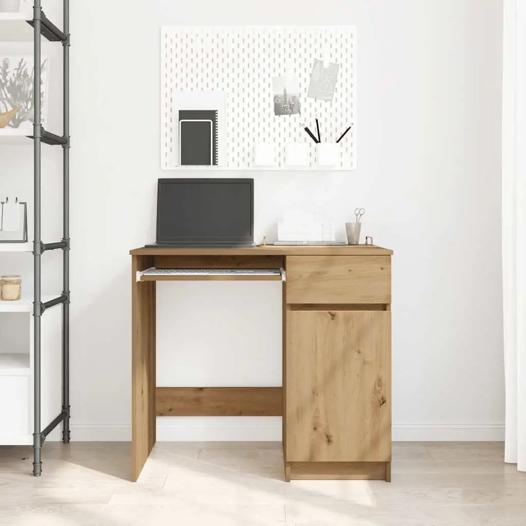 Office Desk Engineered Wood Brown 86W x 49D x 76H cm Storage Cabinet Drawer Shelf Workstation