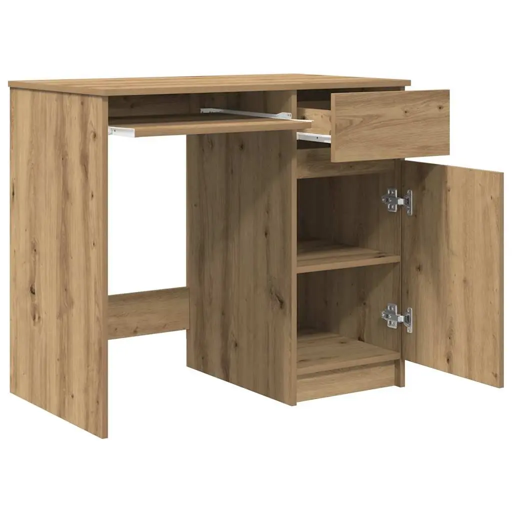 Office Desk Engineered Wood Brown 86W x 49D x 76H cm Storage Cabinet Drawer Shelf Workstation