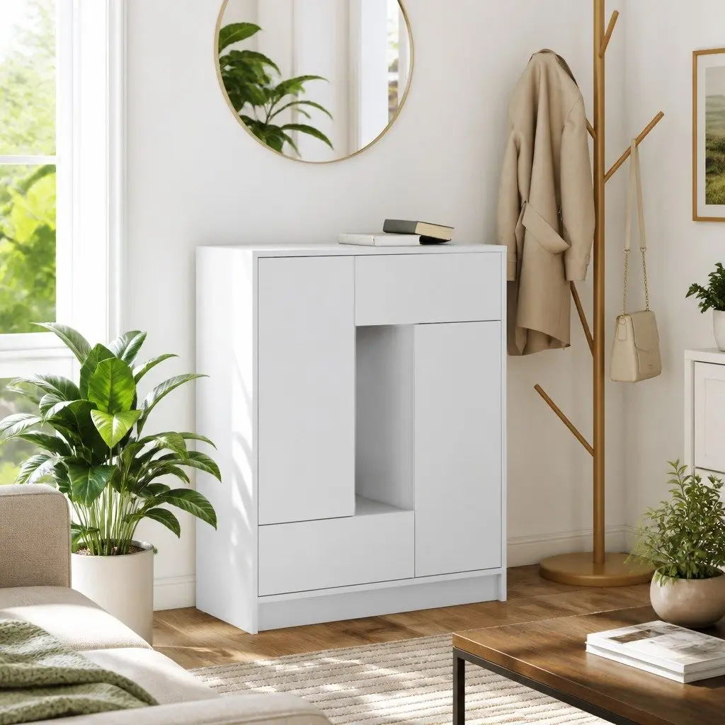 White Sideboard Buffet Cabinet with Storage