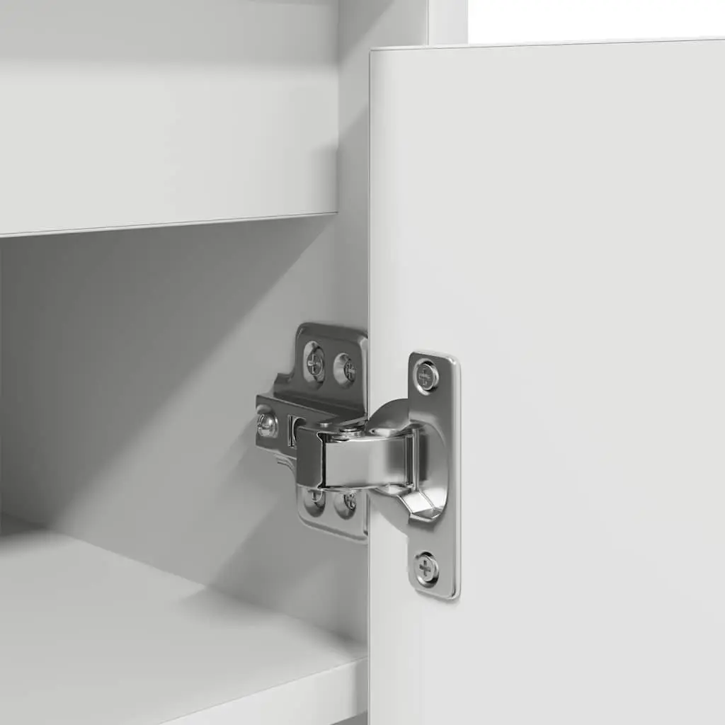 Shoe Cabinet Storage Organiser White Engineered Wood Cupboard with Doors