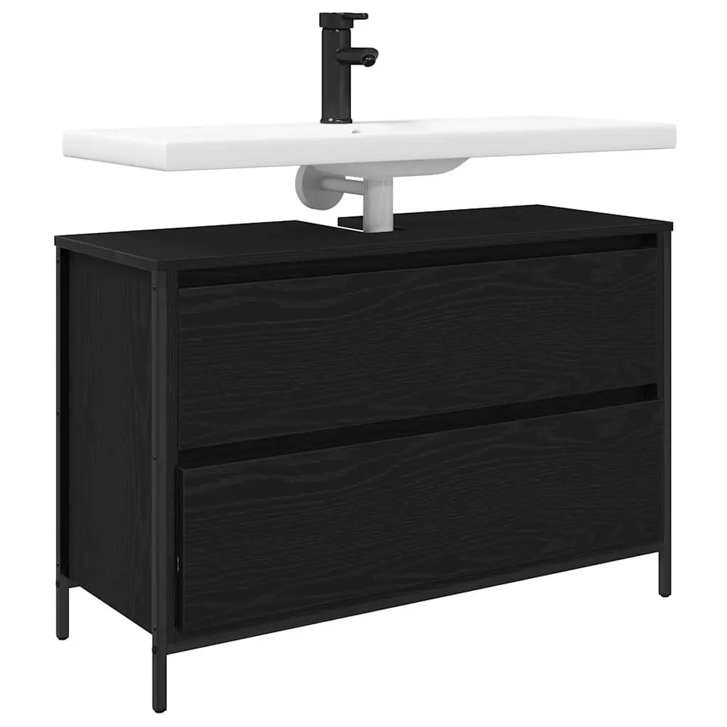Bathroom Vanity Unit Engineered Wood 90x34.5x60cm Black Oak