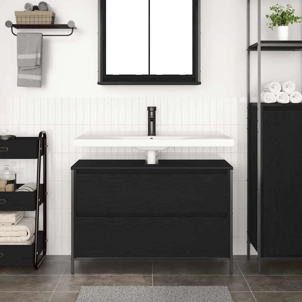 Bathroom Vanity Unit Engineered Wood 90x34.5x60cm Black Oak