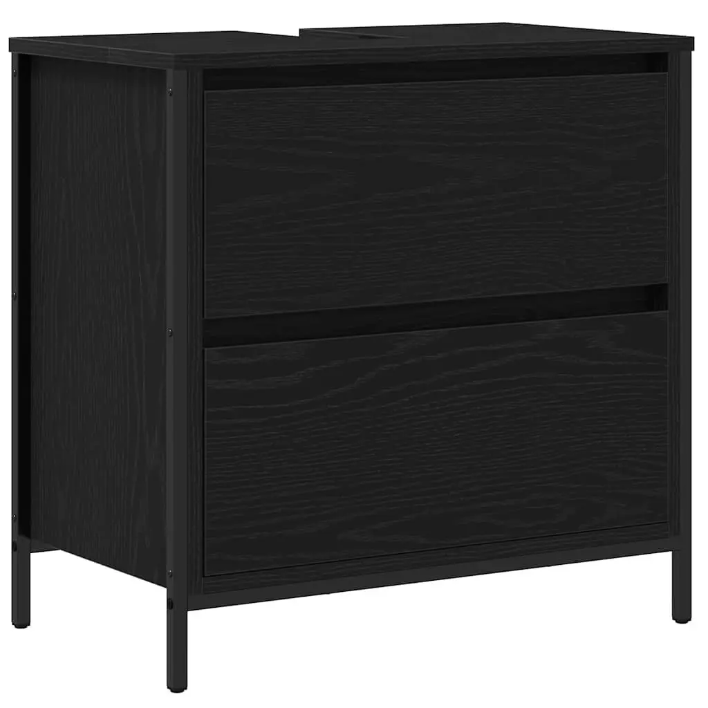 Black Oak Bathroom Vanity Cabinet with Drawers