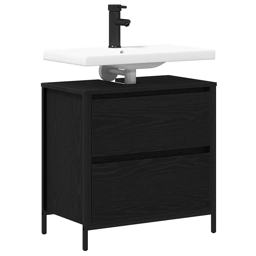 Black Oak Bathroom Vanity Cabinet with Drawers