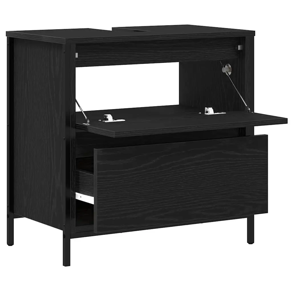 Black Oak Bathroom Vanity Cabinet with Drawers