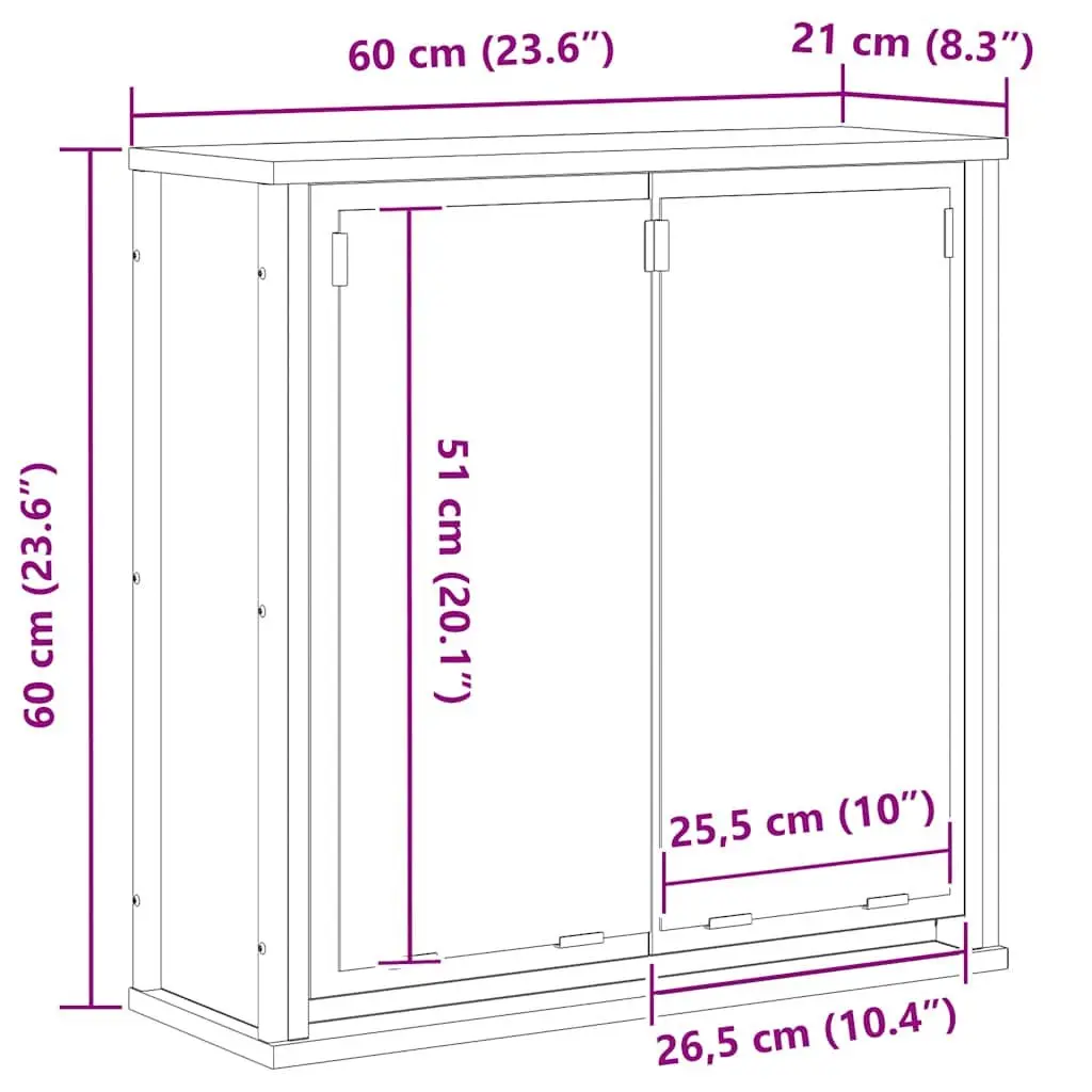 Black Oak Bathroom Cabinet with Integrated Mirror