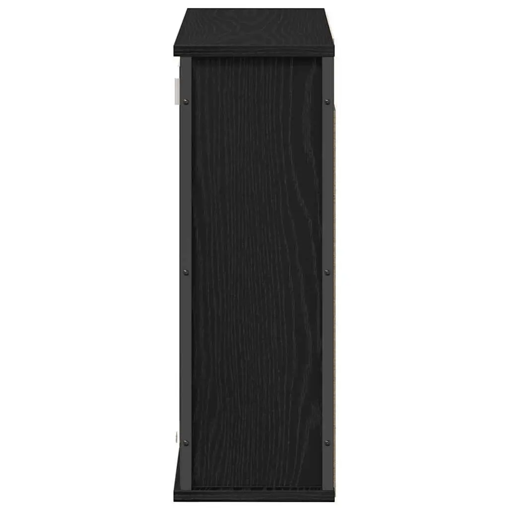 Black Oak Bathroom Cabinet with Integrated Mirror