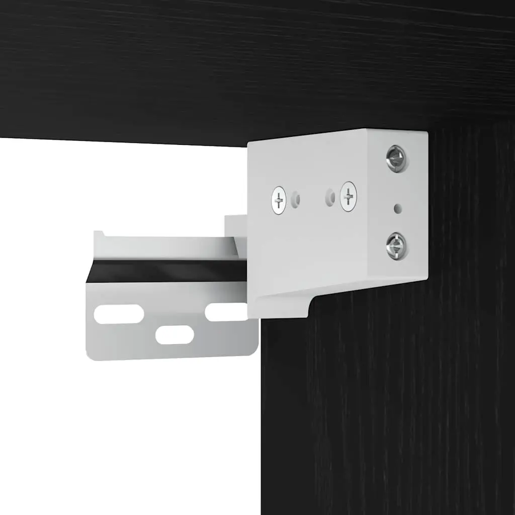 Black Oak Bathroom Cabinet with Integrated Mirror