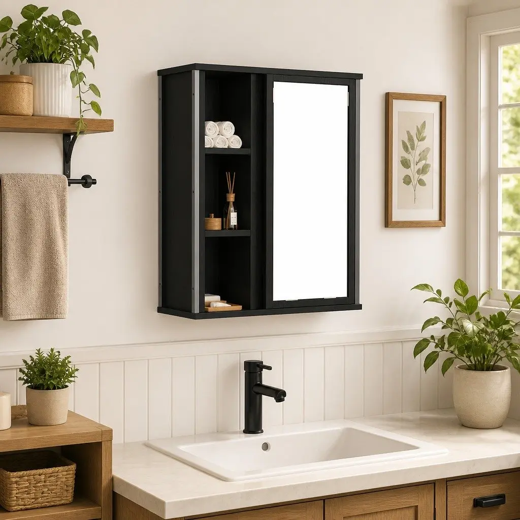 Bathroom Wall Cabinet with Integrated Mirror