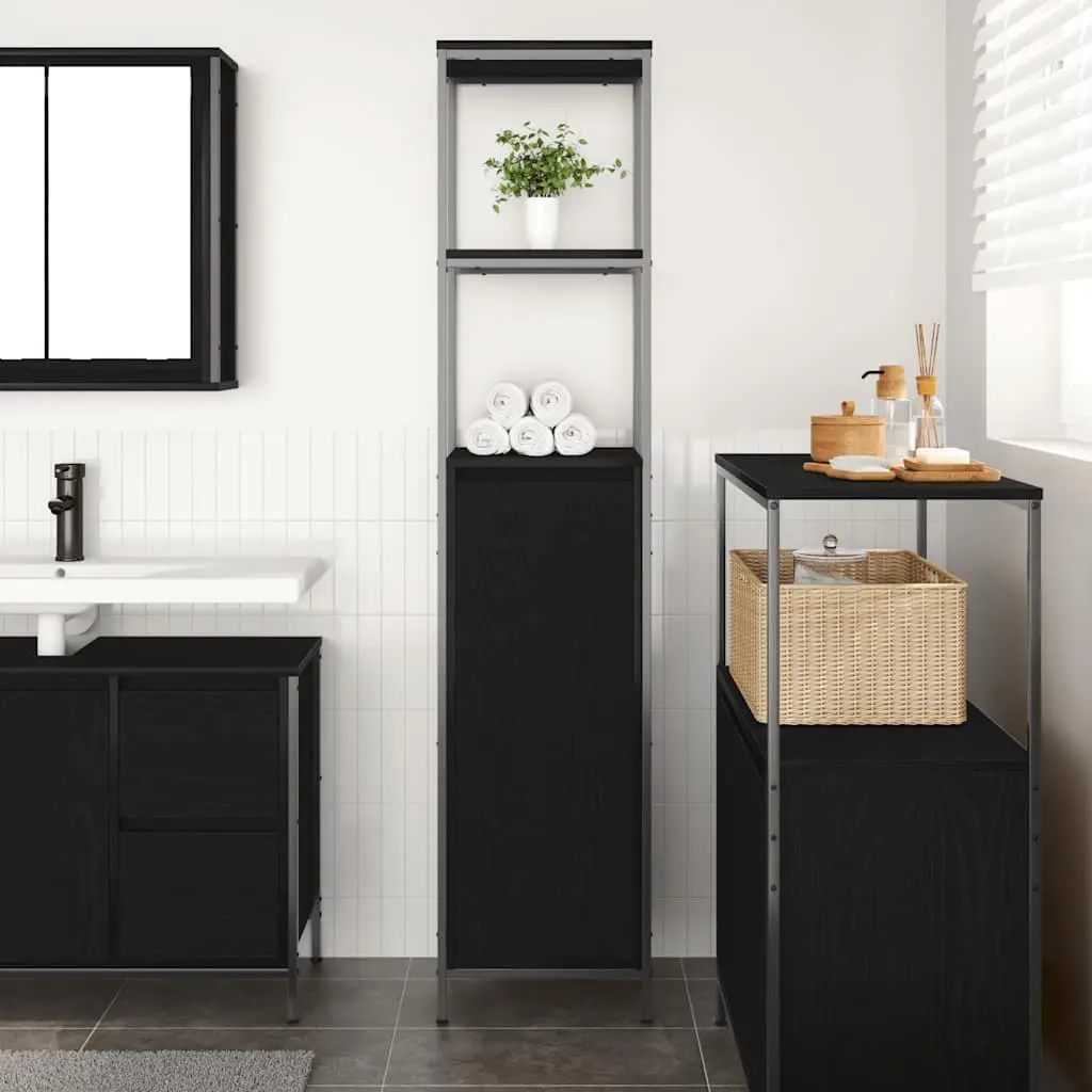 Bathroom Vanity Cabinet Engineered Wood 36x35x165cm Black Oak
