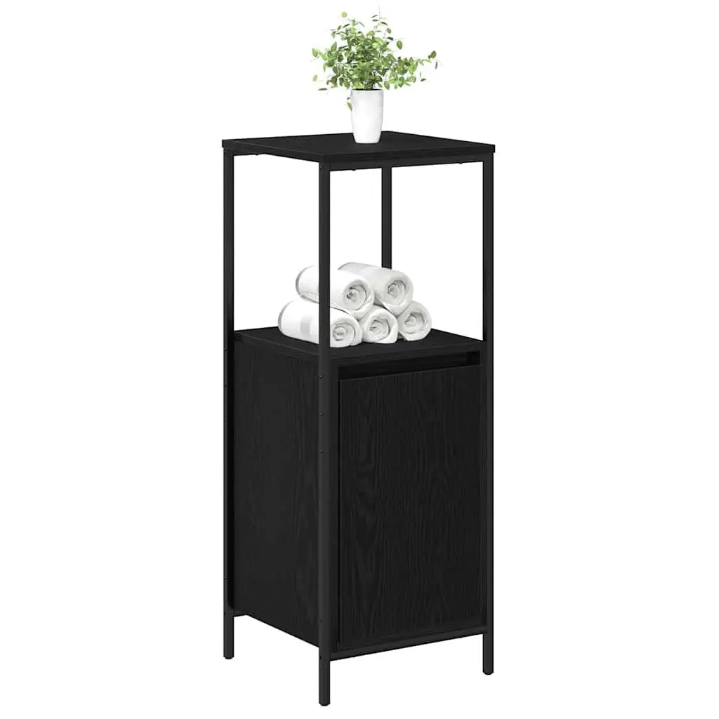 Bathroom Vanity Cabinet with Shelves Storage Organizer Black Oak 36x35x95cm
