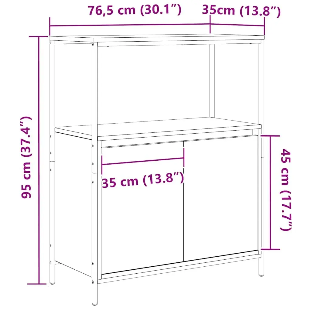 Bathroom Cabinet Engineered Wood 76.5W x 35D x 95H cm Black Oak