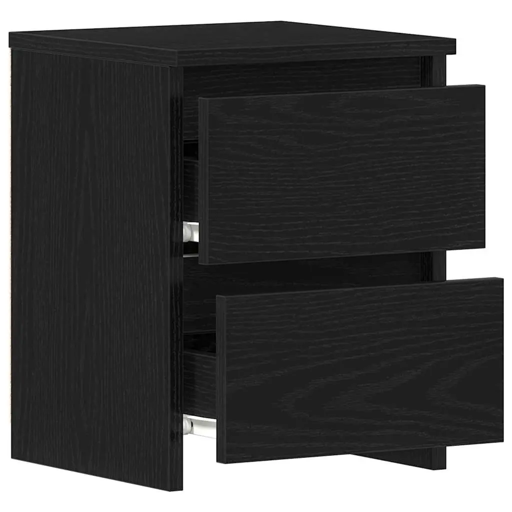 Bedside Cabinet Engineered Wood Compact Black 2 Pieces