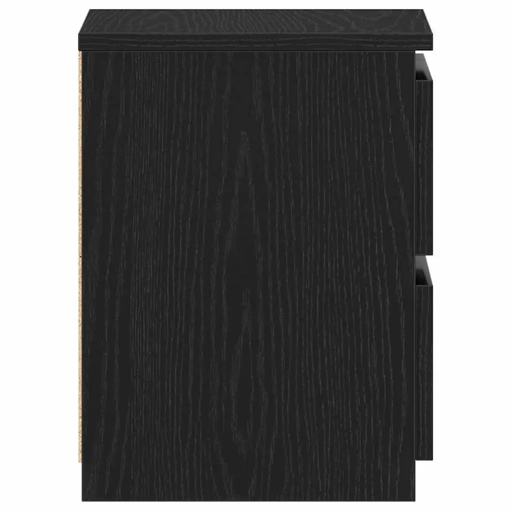 Bedside Cabinet Engineered Wood Compact Black 2 Pieces
