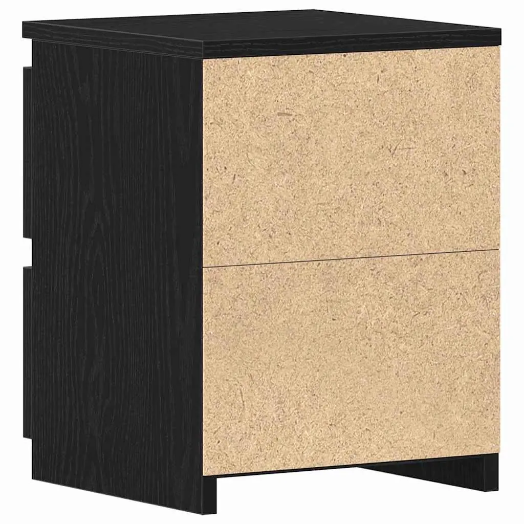 Bedside Cabinet Engineered Wood Compact Black 2 Pieces