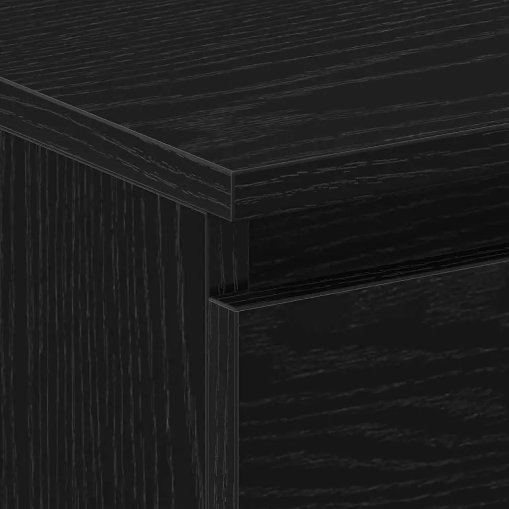 Bedside Cabinet Engineered Wood Compact Black 2 Pieces