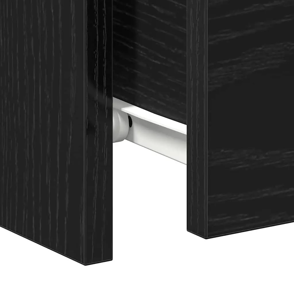 Bedside Cabinet Engineered Wood Compact Black 2 Pieces