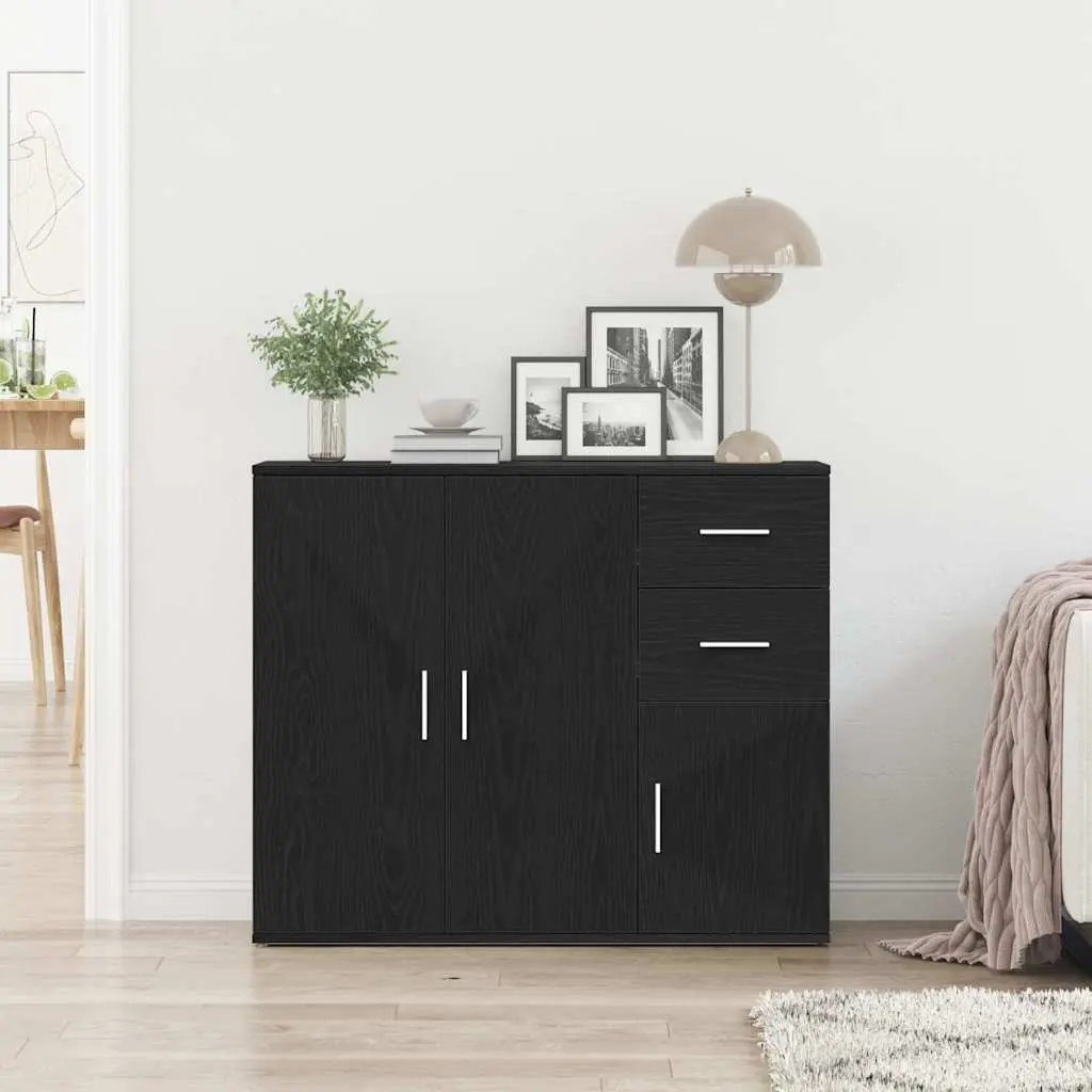 Sideboard Black Oak 91x29.5x75 cm Storage Cabinet Cupboard Furniture