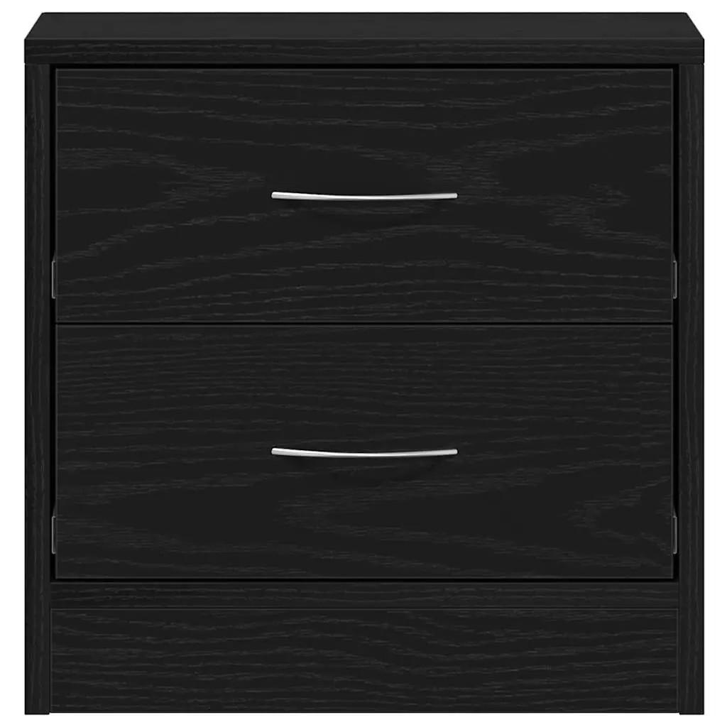 Bedside Table Engineered Wood 40x30x40 cm Black Oak Nightstand with 2 Drawers