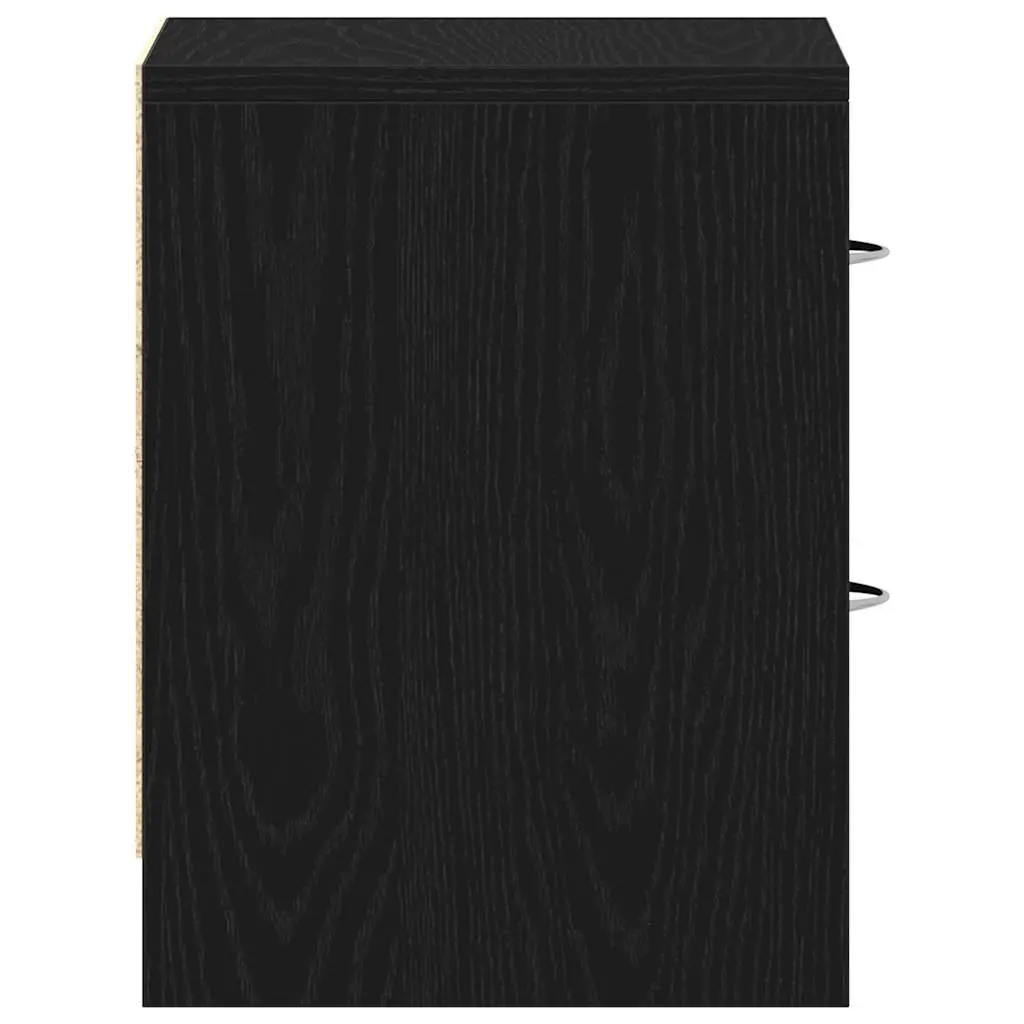 Bedside Table Engineered Wood 40x30x40 cm Black Oak Nightstand with 2 Drawers