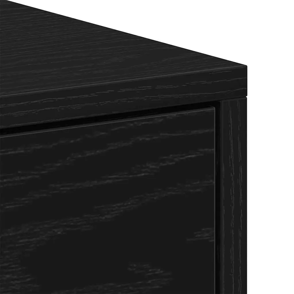Bedside Table Engineered Wood 40x30x40 cm Black Oak Nightstand with 2 Drawers