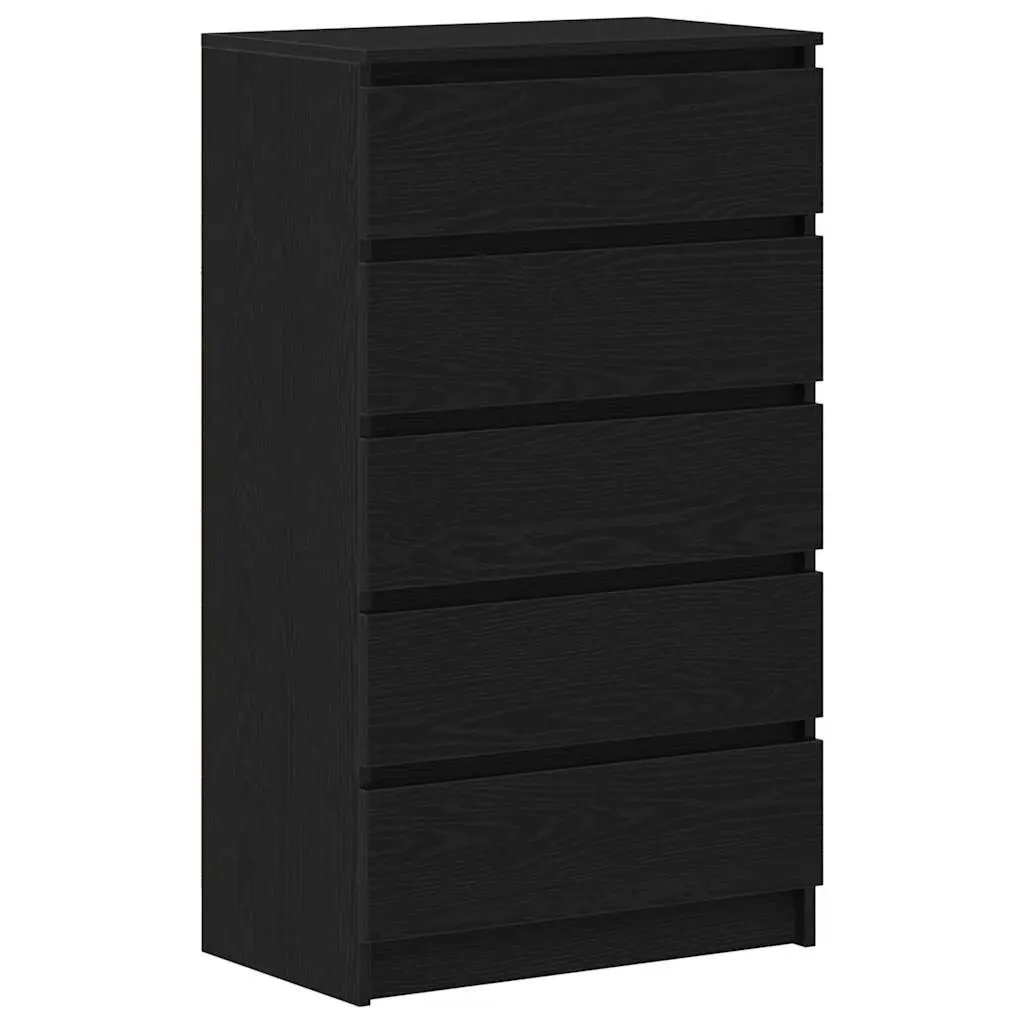 Black Oak Drawer Cabinet with 5 Spacious Drawers