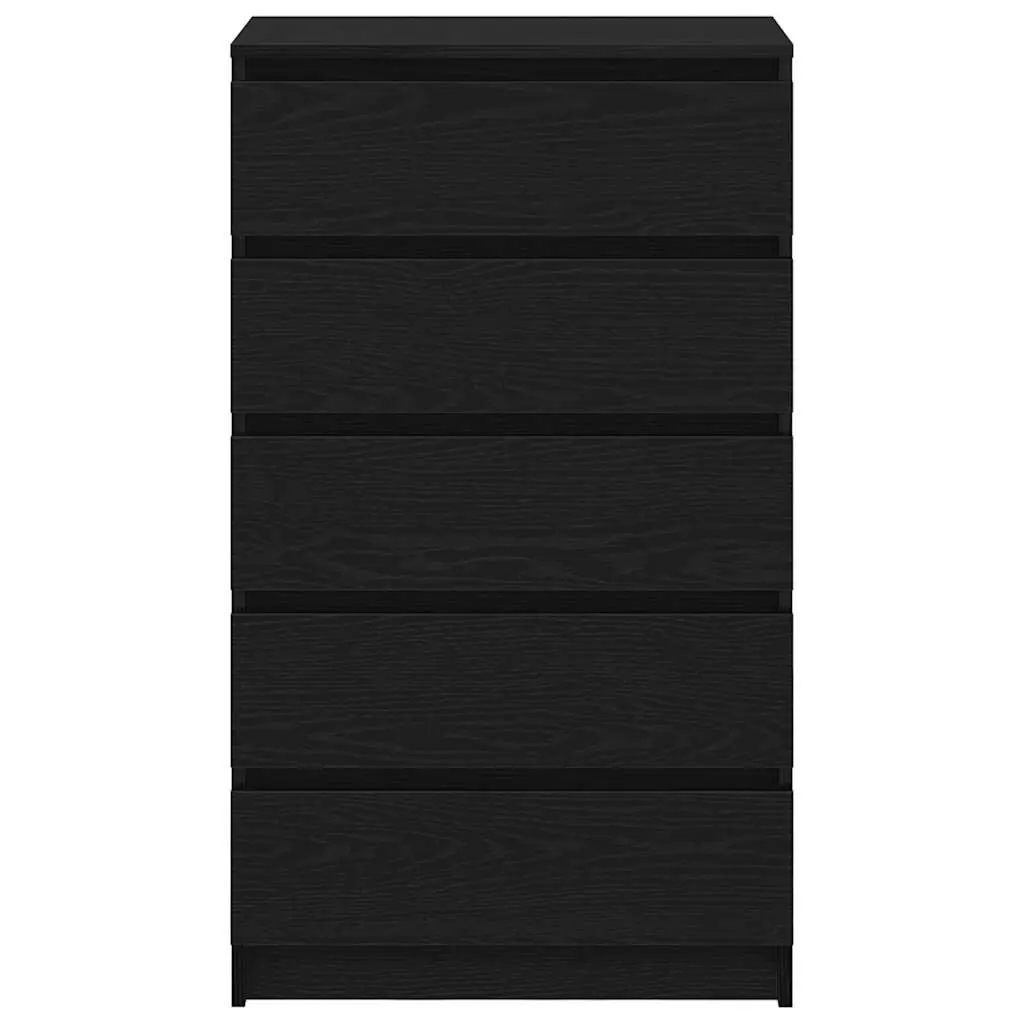 Black Oak Drawer Cabinet with 5 Spacious Drawers