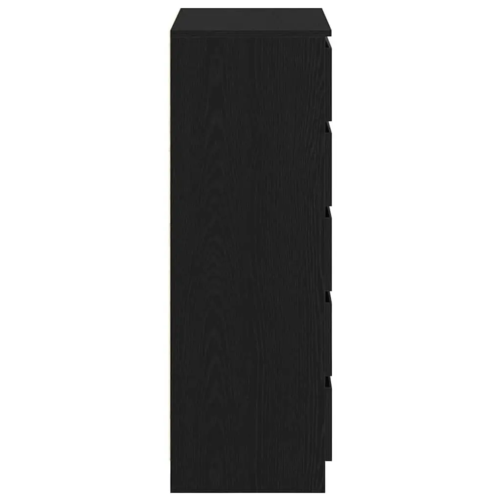 Black Oak Drawer Cabinet with 5 Spacious Drawers