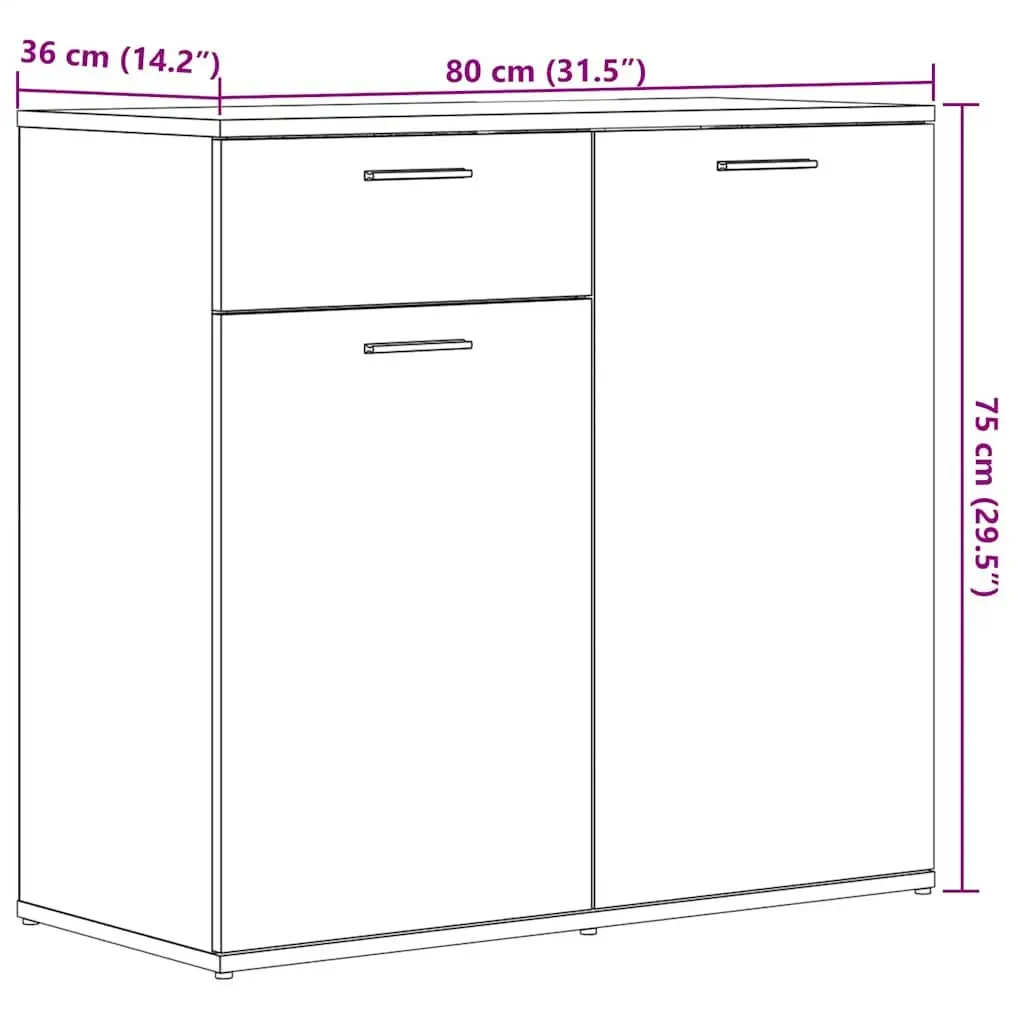 Black Oak Sideboard with Ample Storage 80x36x75cm