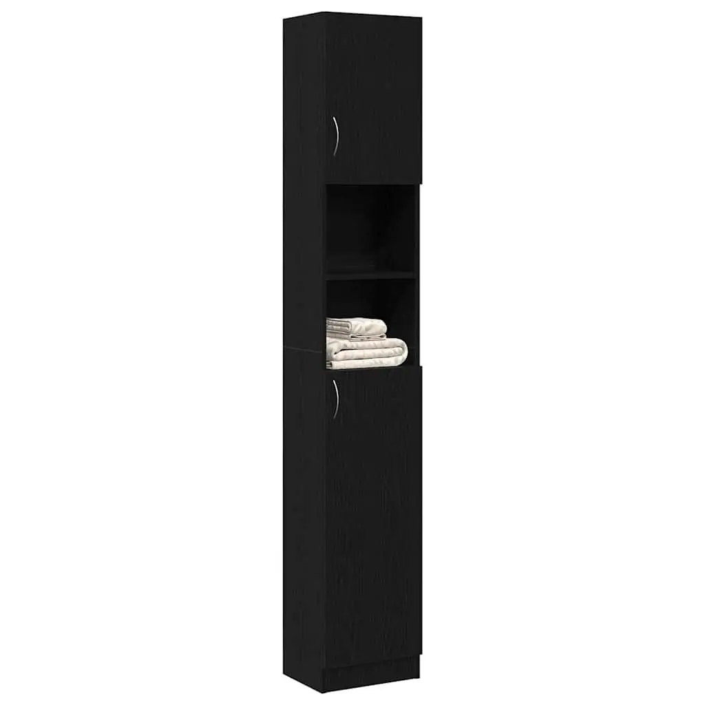 Bathroom Cabinet Engineered Wood 32x25.5x190 cm Black