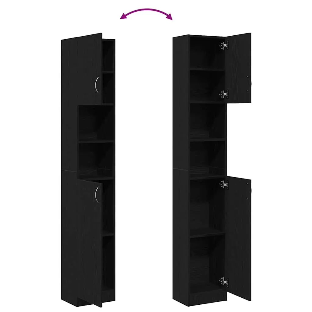 Bathroom Cabinet Engineered Wood 32x25.5x190 cm Black
