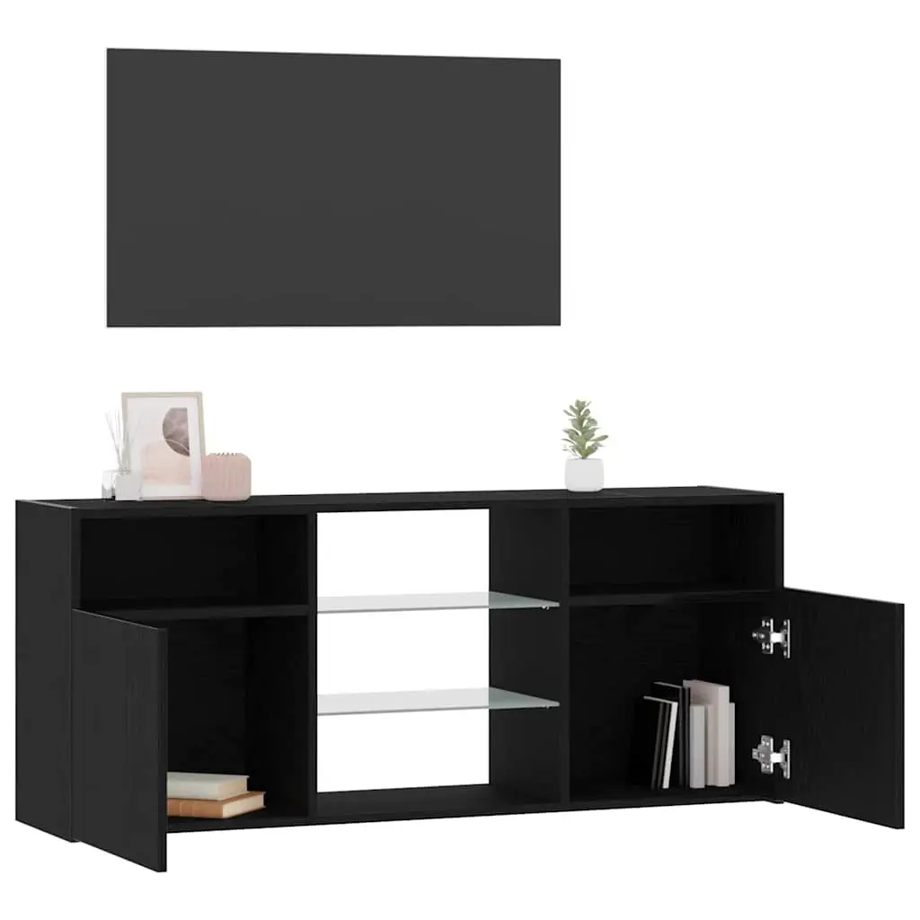 Black Oak TV Cabinet with RGB LED Lighting