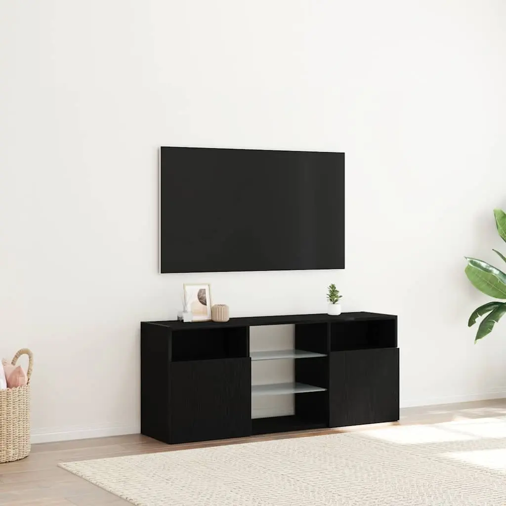 Black Oak TV Cabinet with RGB LED Lighting