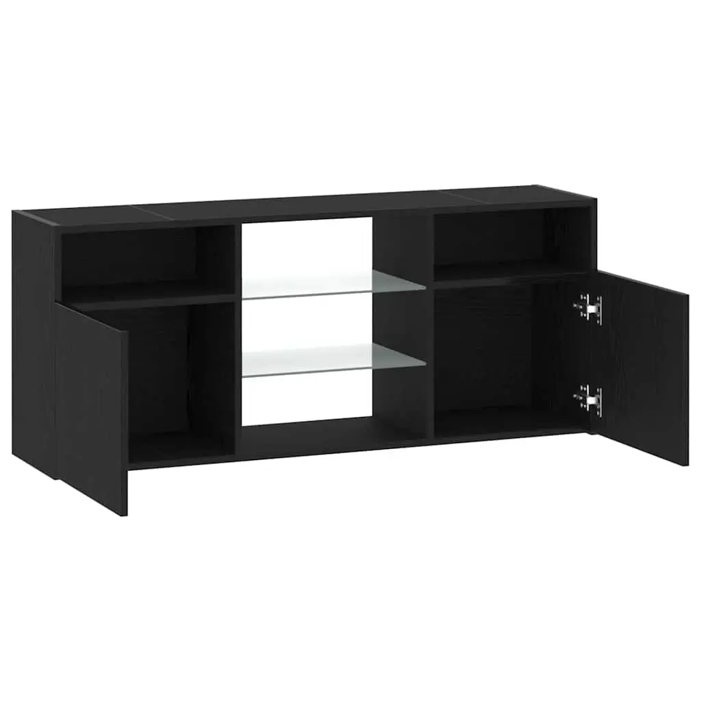 Black Oak TV Cabinet with RGB LED Lighting