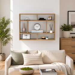 Brown Wall Shelf with Solid Acacia Wood Construction