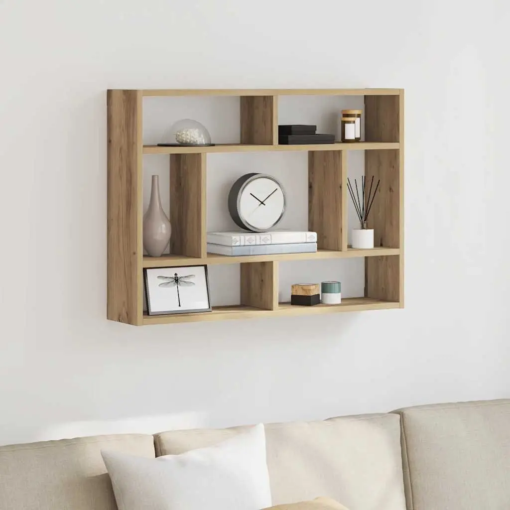 Brown Wall Shelf with Solid Acacia Wood Construction