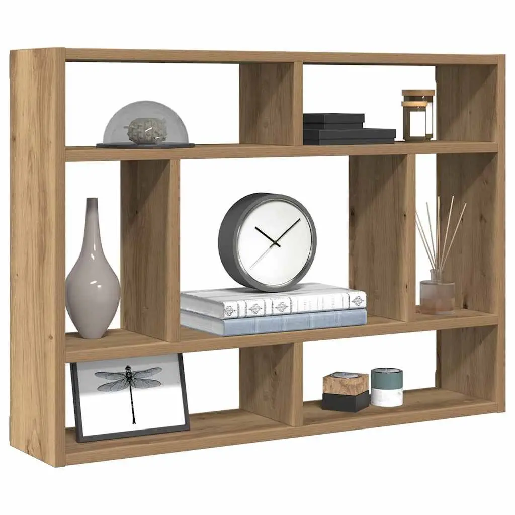 Brown Wall Shelf with Solid Acacia Wood Construction