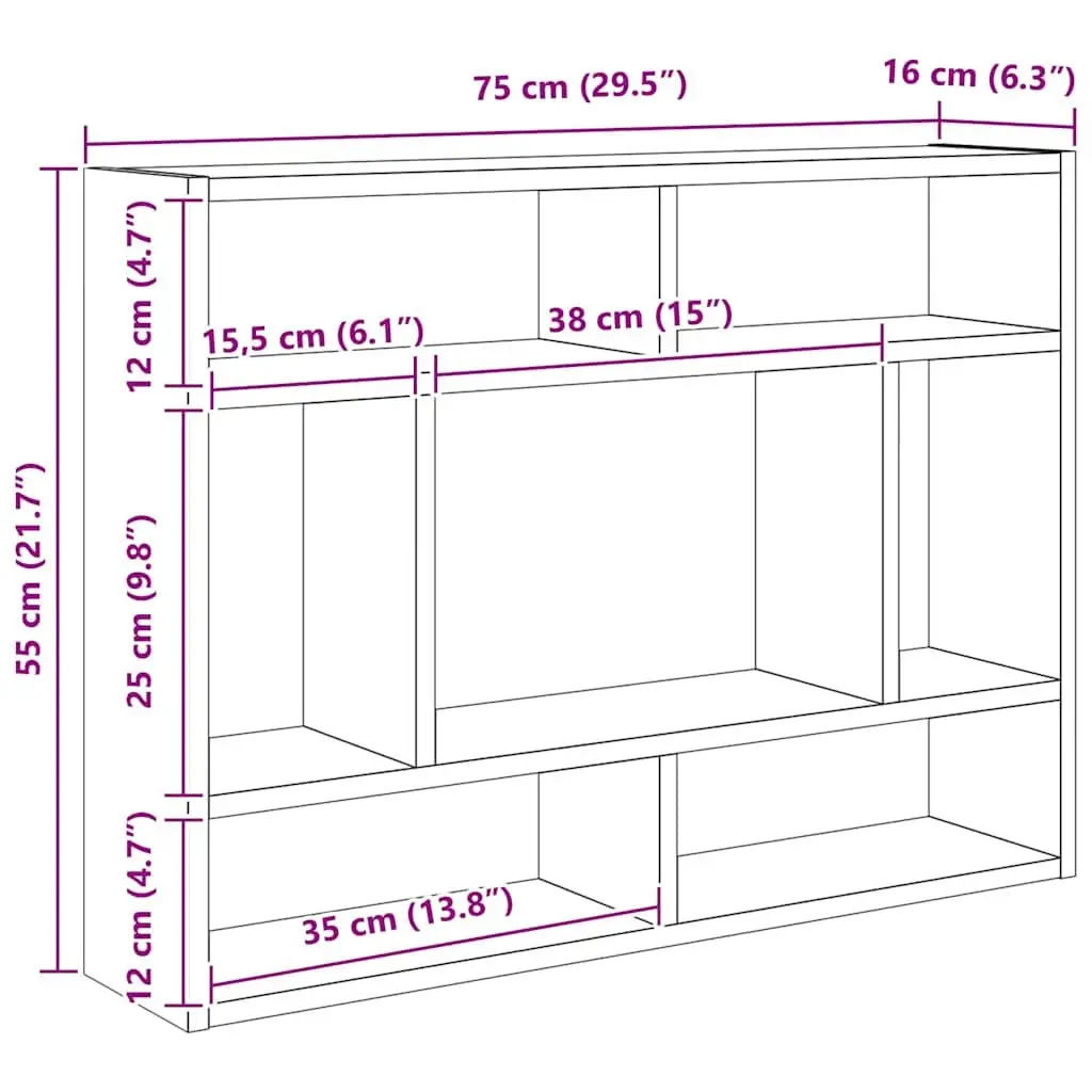 Brown Wall Shelf with Solid Acacia Wood Construction