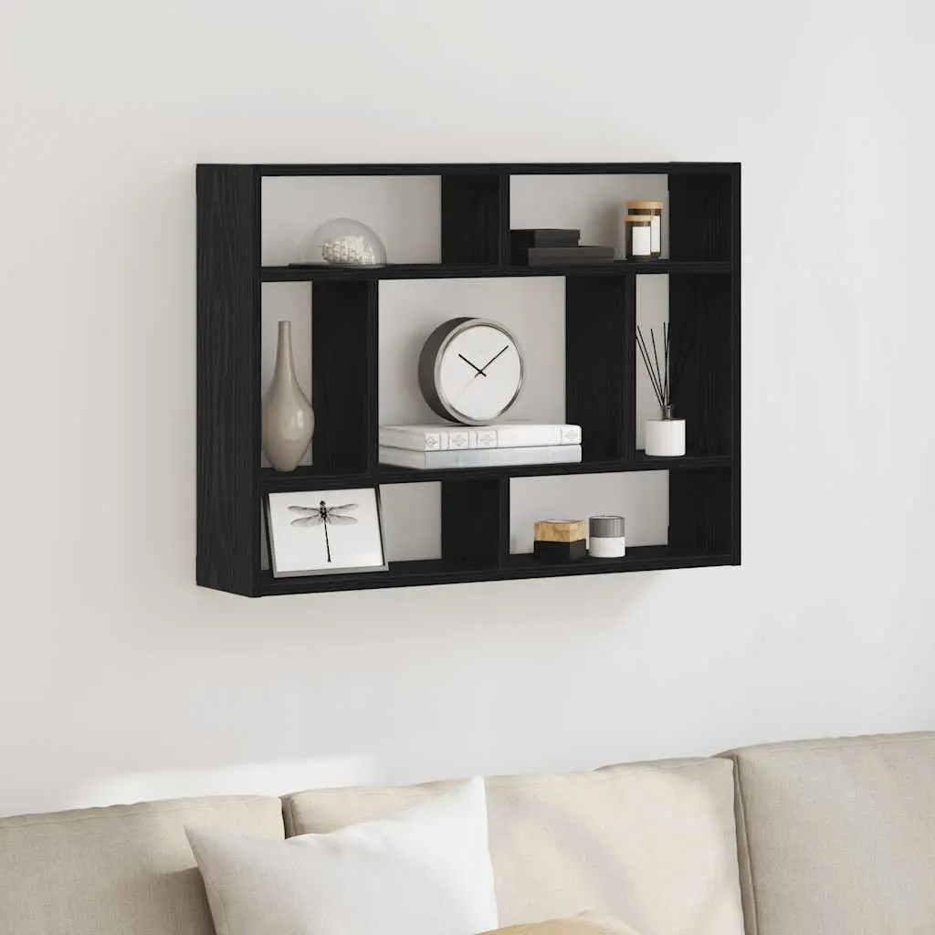 Floating Wall Shelf in Black Oak for Storage and Display