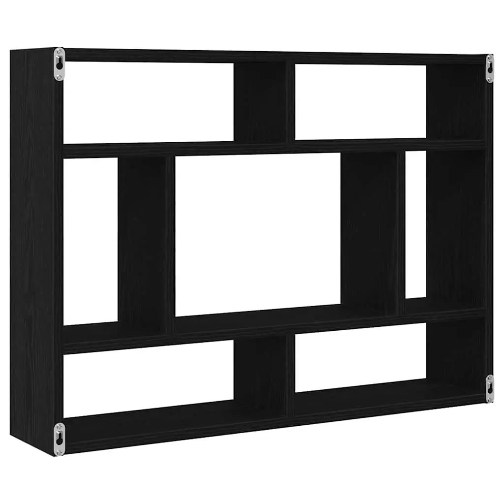 Floating Wall Shelf in Black Oak for Storage and Display