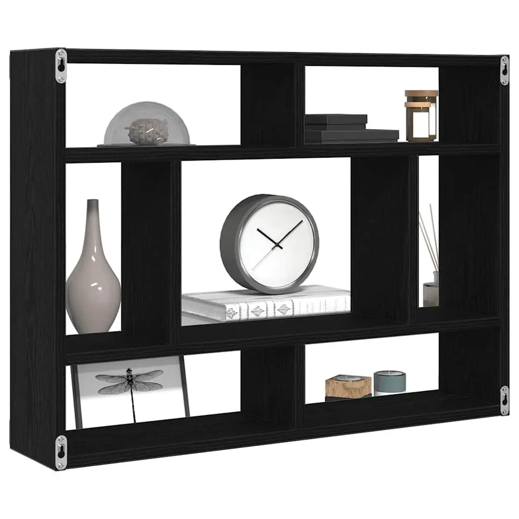 Floating Wall Shelf in Black Oak for Storage and Display