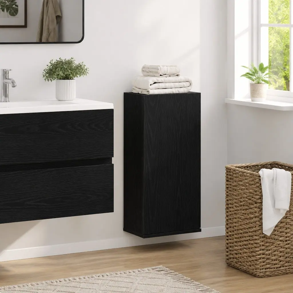 Wall-mounted Bathroom Cabinet in Black Oak