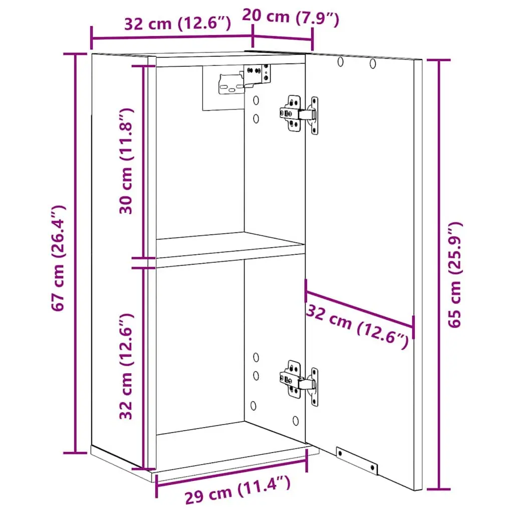 Wall-mounted Bathroom Cabinet in Black Oak