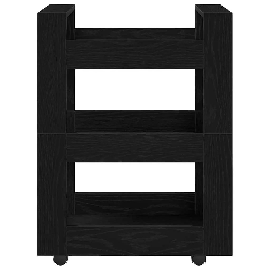 Black Kitchen Trolley 60 x 45 x 80 cm with Castors
