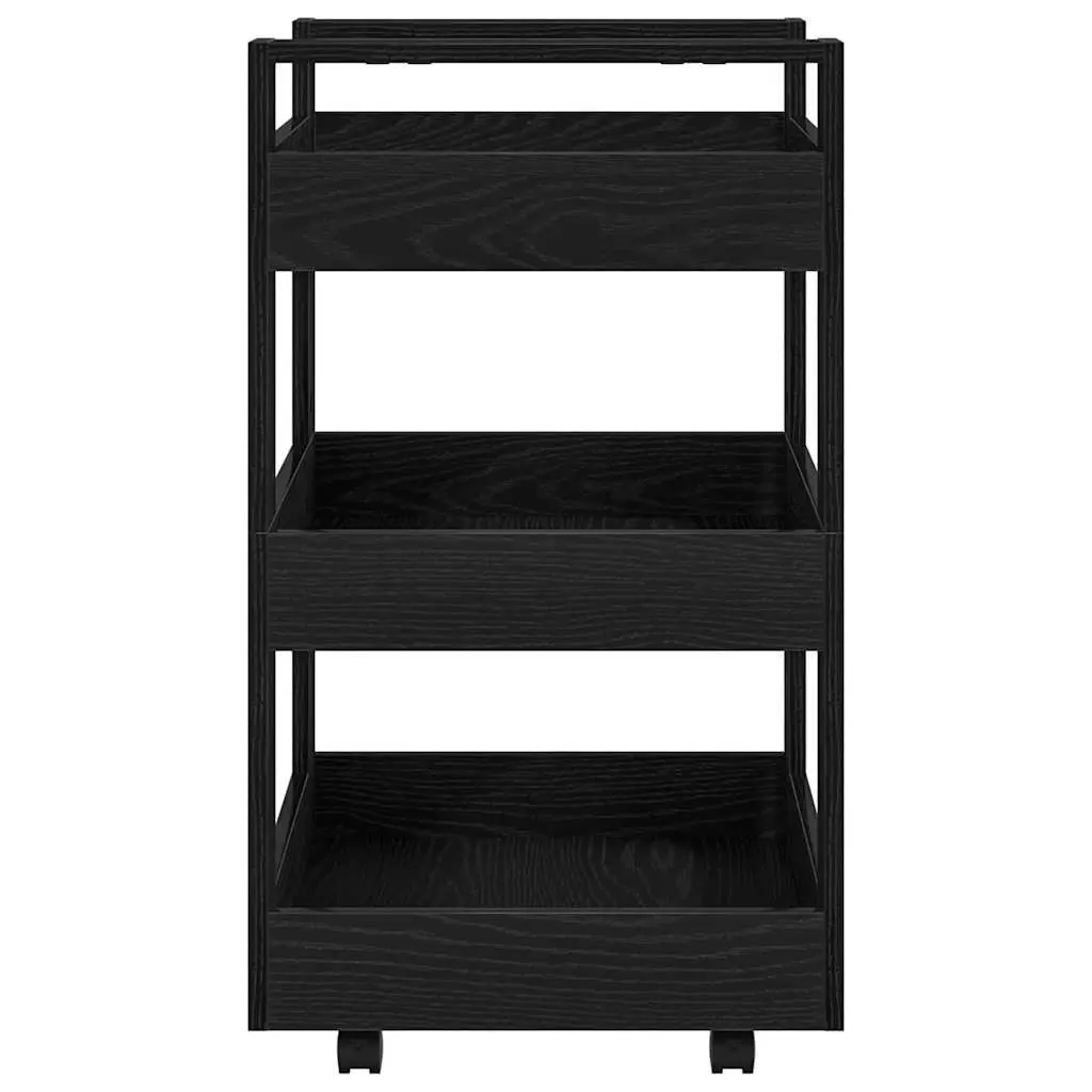 Black Kitchen Trolley 60 x 45 x 80 cm with Castors