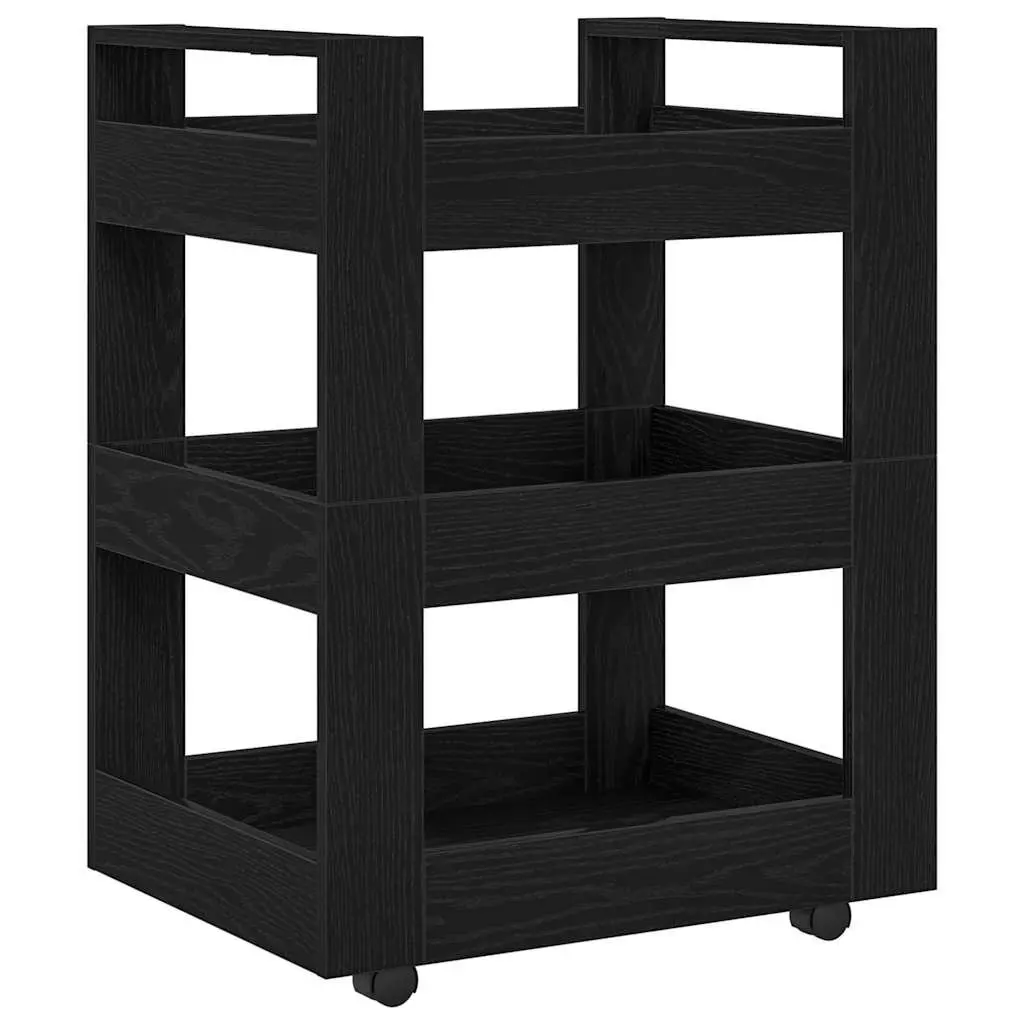 Black Kitchen Trolley 60 x 45 x 80 cm with Castors