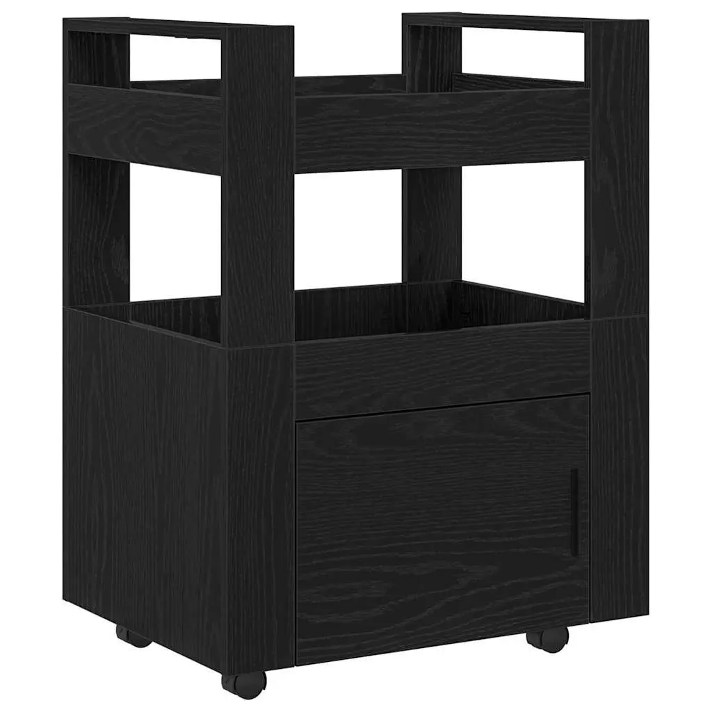 Black Engineered Wood Kitchen Trolley 60 x 45 x 80 cm